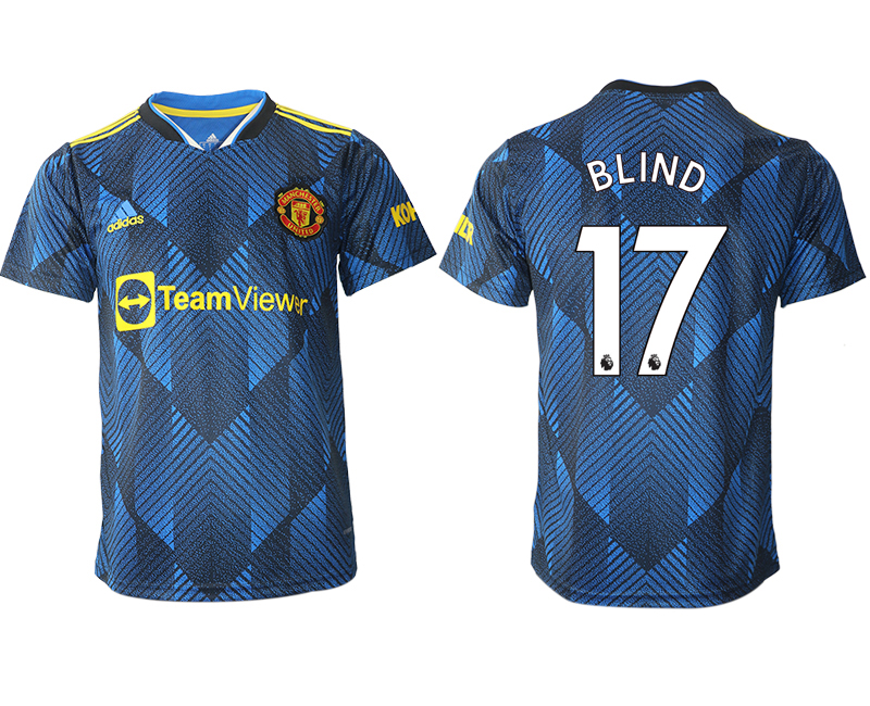 Men 2021-2022 Club Manchester United Second away aaa version blue #17 Soccer Jersey